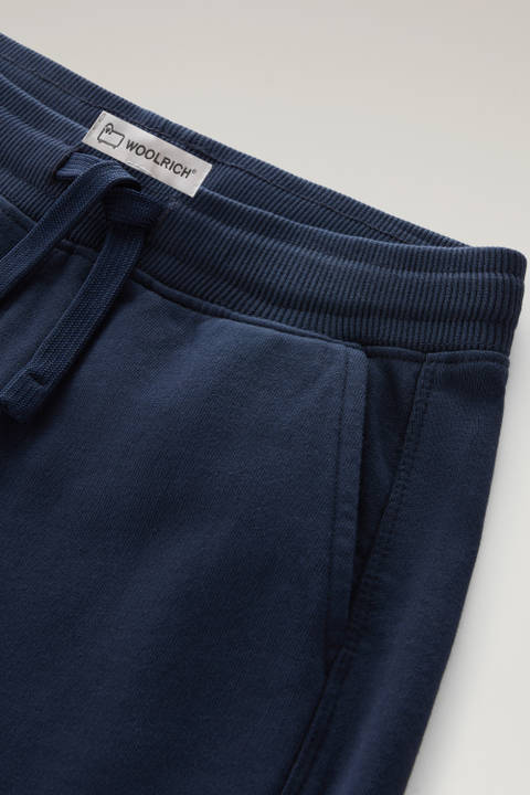 Short pour garçon en pur coton molletonné avec cordon de serrage Bleu photo 2 | Woolrich