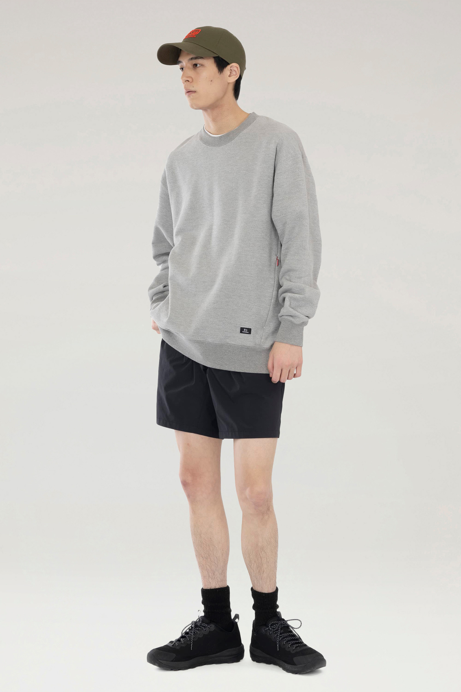 Crewneck Sweatshirt in a Cotton Fleece and Cordura Nylon Blend Grey photo 3 | Woolrich