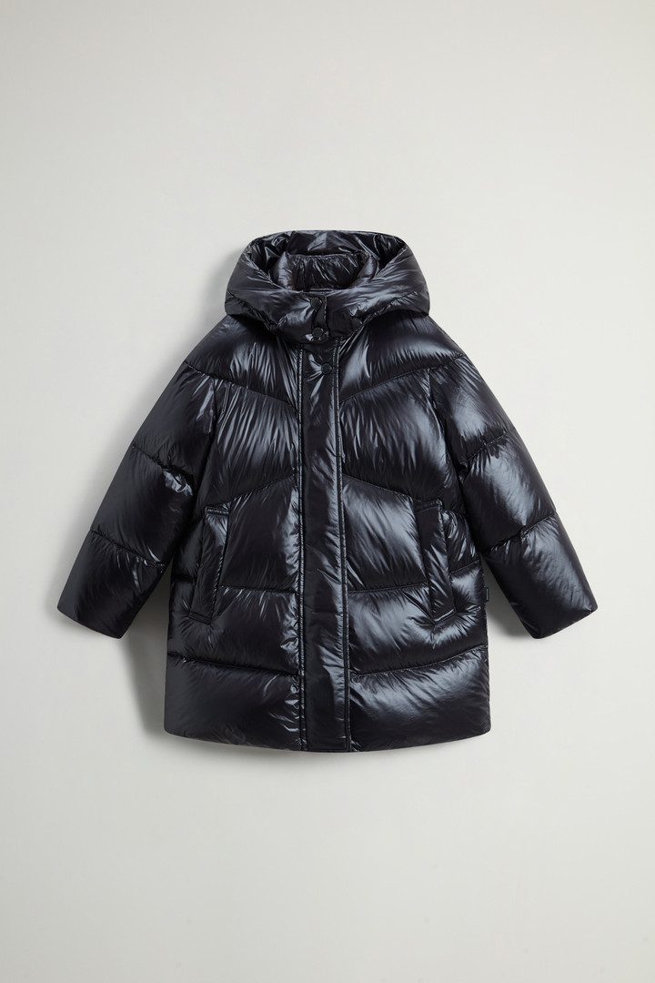 Girls’ Aliquippa Down Jacket in Glossy Nylon Black photo 1 | Woolrich