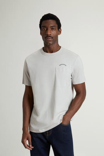T-Shirt in Pure Cotton with Small Pocket Gray photo 1 | Woolrich
