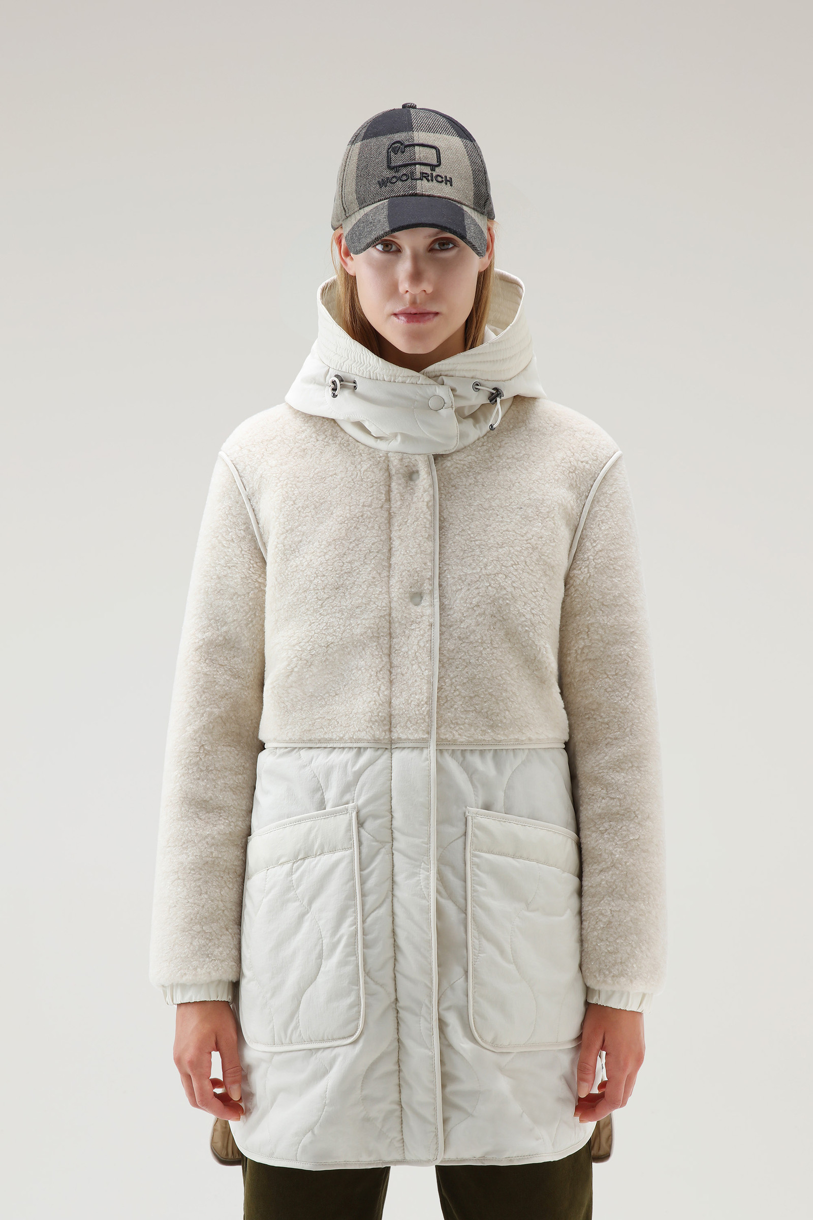 Alba Parka de sherpa y nylon crinkle blanco | Woolrich