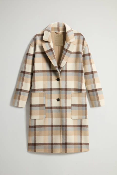 Coat in Pure Virgin Wool with Checked Pattern Beige photo 2 | Woolrich