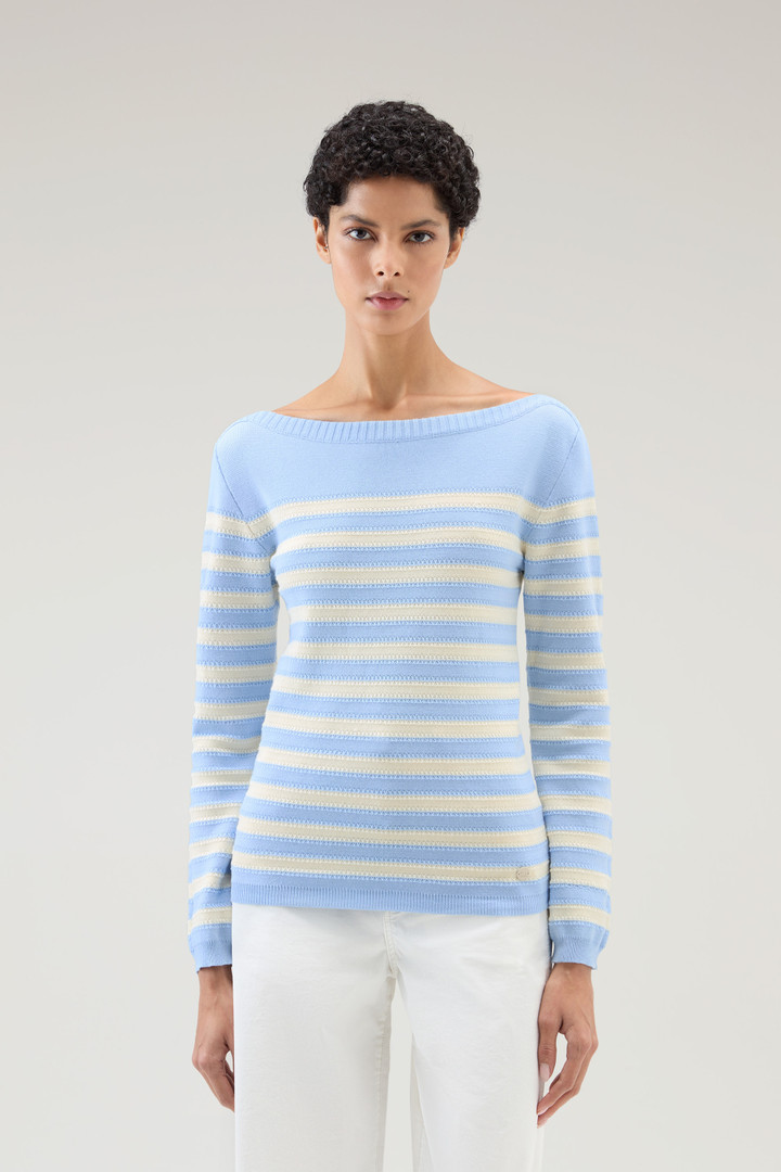 Sweater aus reiner Baumwolle mit U-Boot-Ausschnitt Blau photo 1 | Woolrich