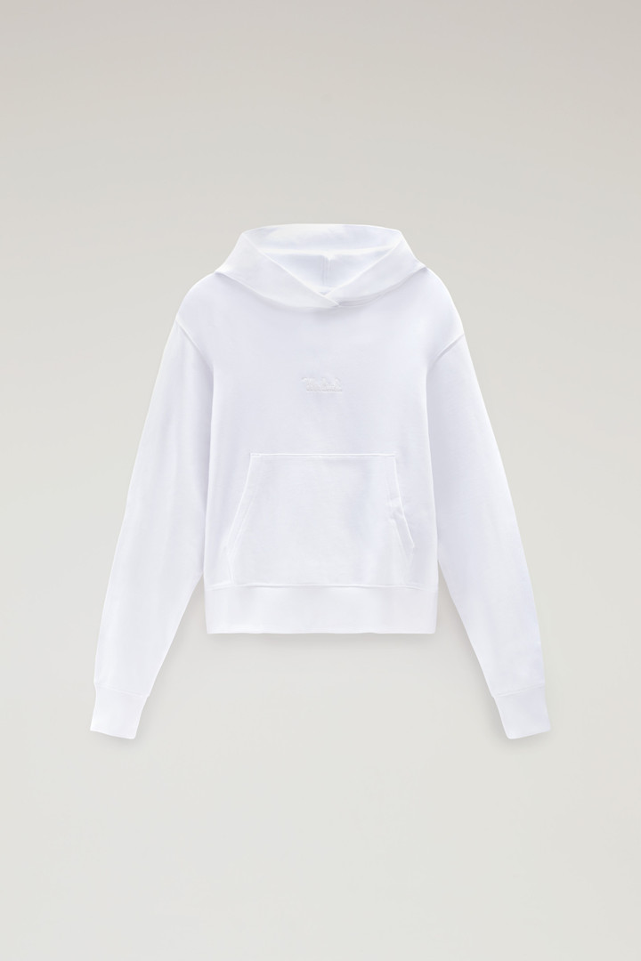 Sudadera con capucha de puro algodón con logotipo bordado Blanco photo 6 | Woolrich