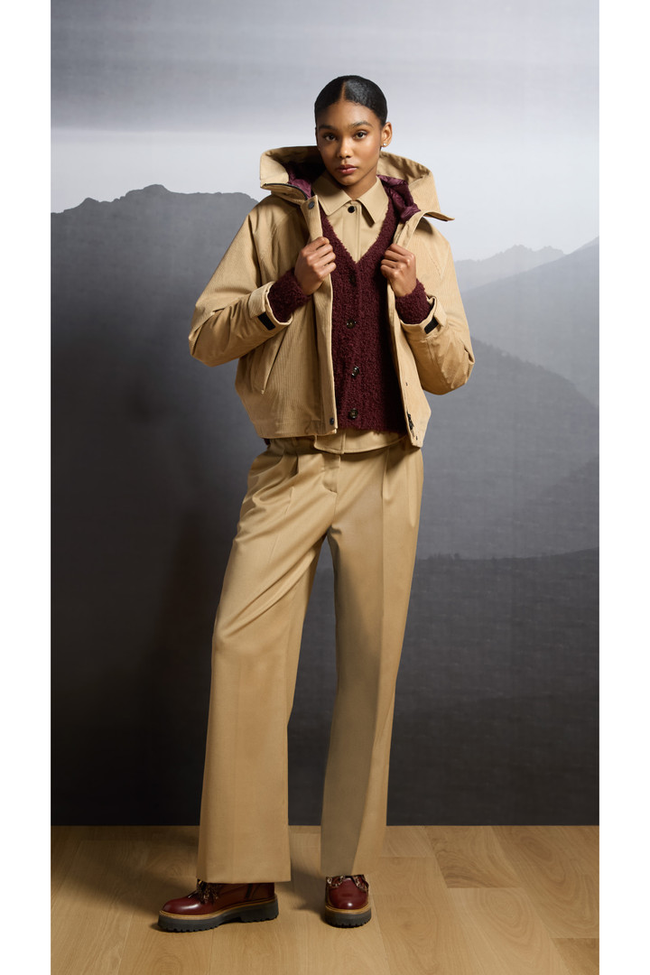 Three-Layered Corduroy Jacket with Hood Beige photo 9 | Woolrich