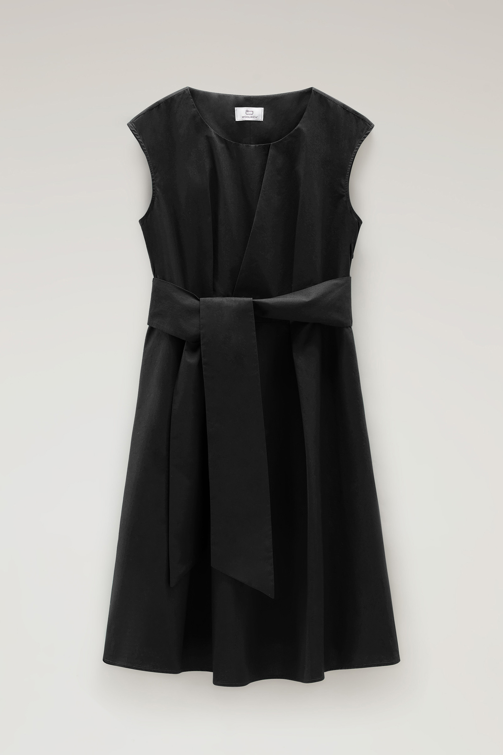Vestido midi de popelina de puro algodón negro | Woolrich