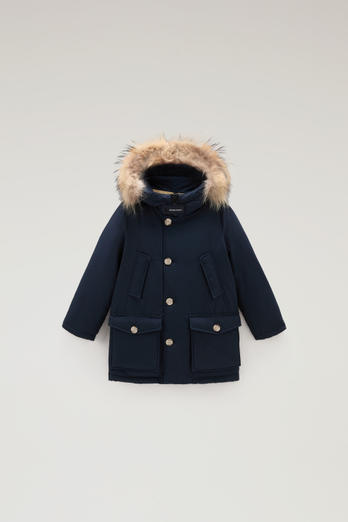 Boy's Arctic Parka in Ramar Cloth with Detachable Fur Blue | Woolrich
