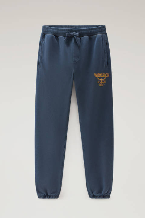 Pantalon de sport teint en pièce en pur coton molletonné Bleu photo 2 | Woolrich