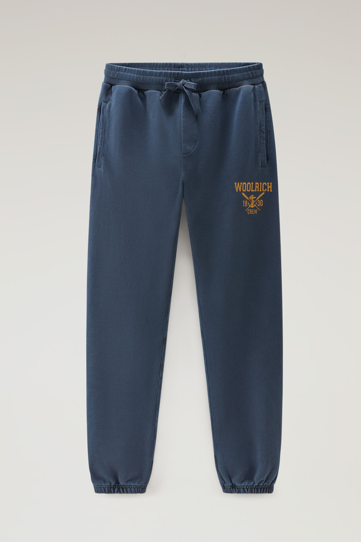 Sweatpants in Pure Brushed Cotton with Drawstring Blue photo 4 | Woolrich