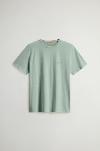 T-shirt en pur coton flammé Vert | Woolrich