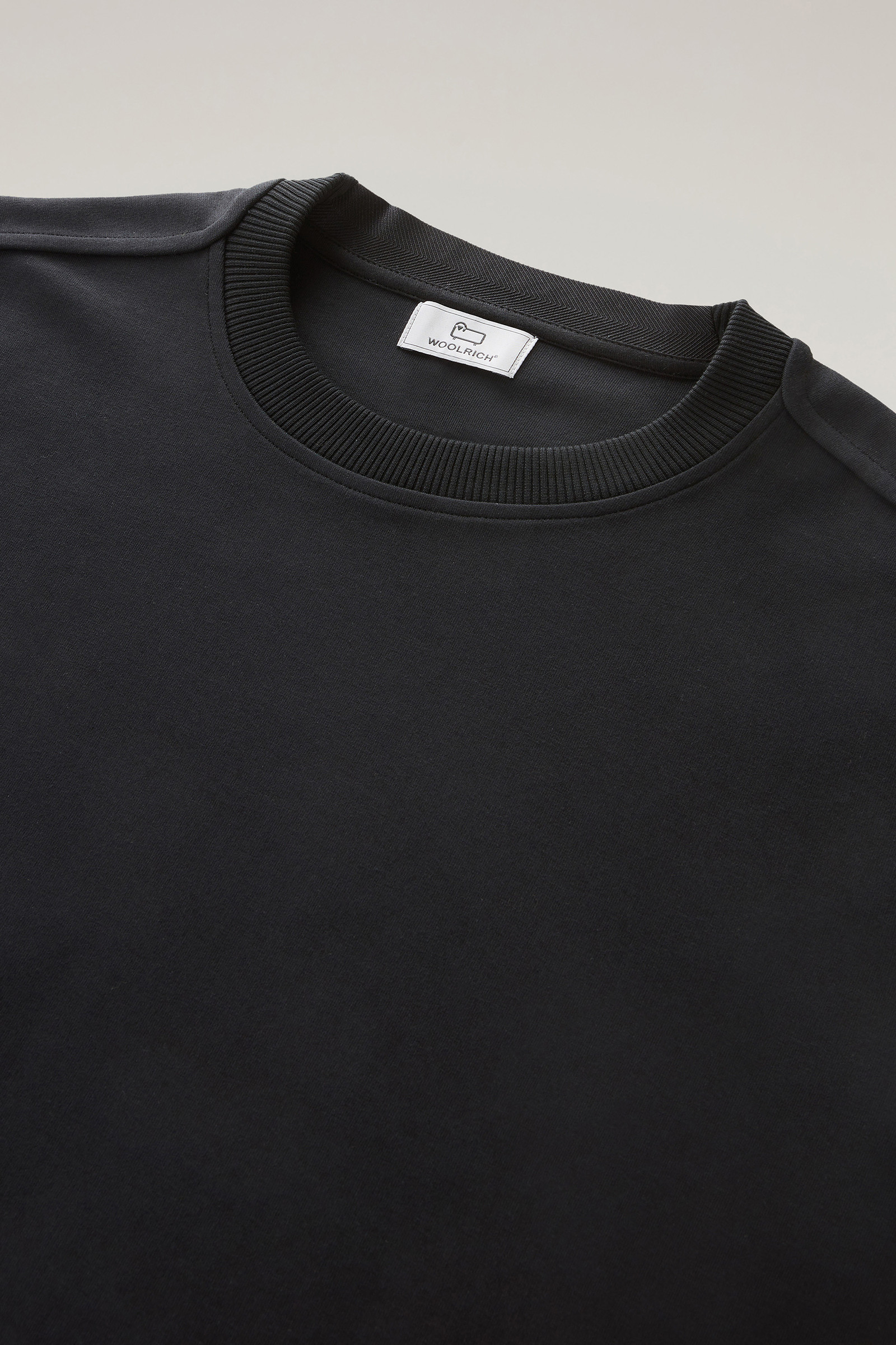 Stretch Cotton Blend Crewneck Sweatshirt Black photo 6 | Woolrich