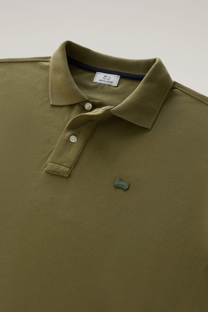 Piquet Polo Shirt in Pure Cotton Green photo 6 | Woolrich