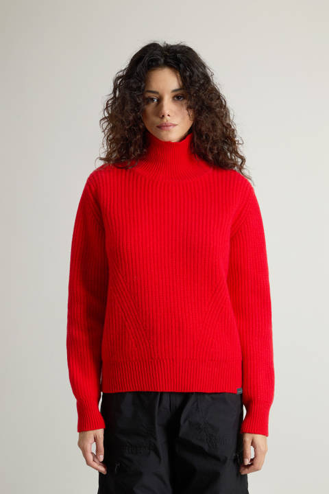 Pull à col montant Canberra en pure laine vierge Rouge | Woolrich