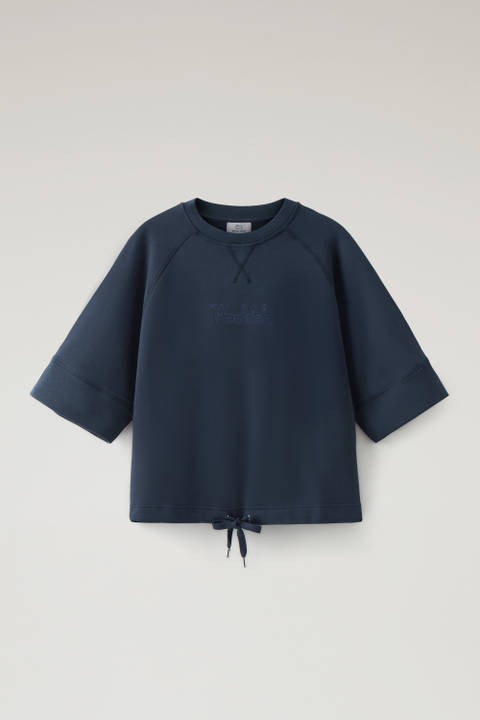 Pullover mit Rundhalsausschnitt aus reiner Baumwolle mit 3/4-Ärmeln Blau photo 2 | Woolrich