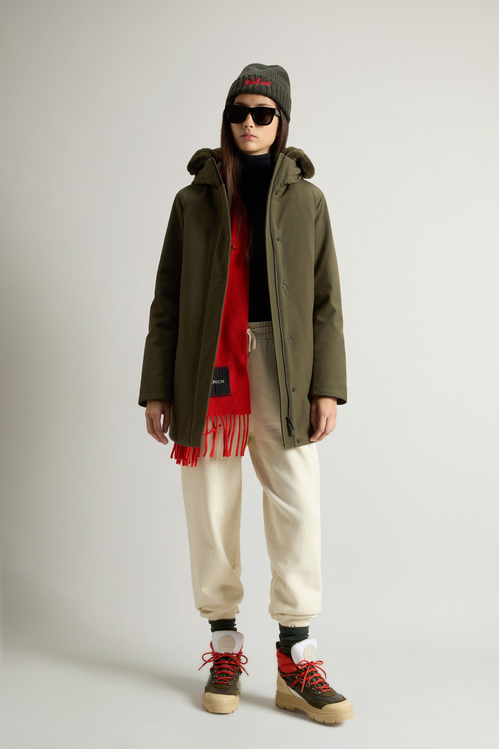 Firth Parka in Tech Softshell with Removable Faux Fur Collar Green photo 2 | Woolrich