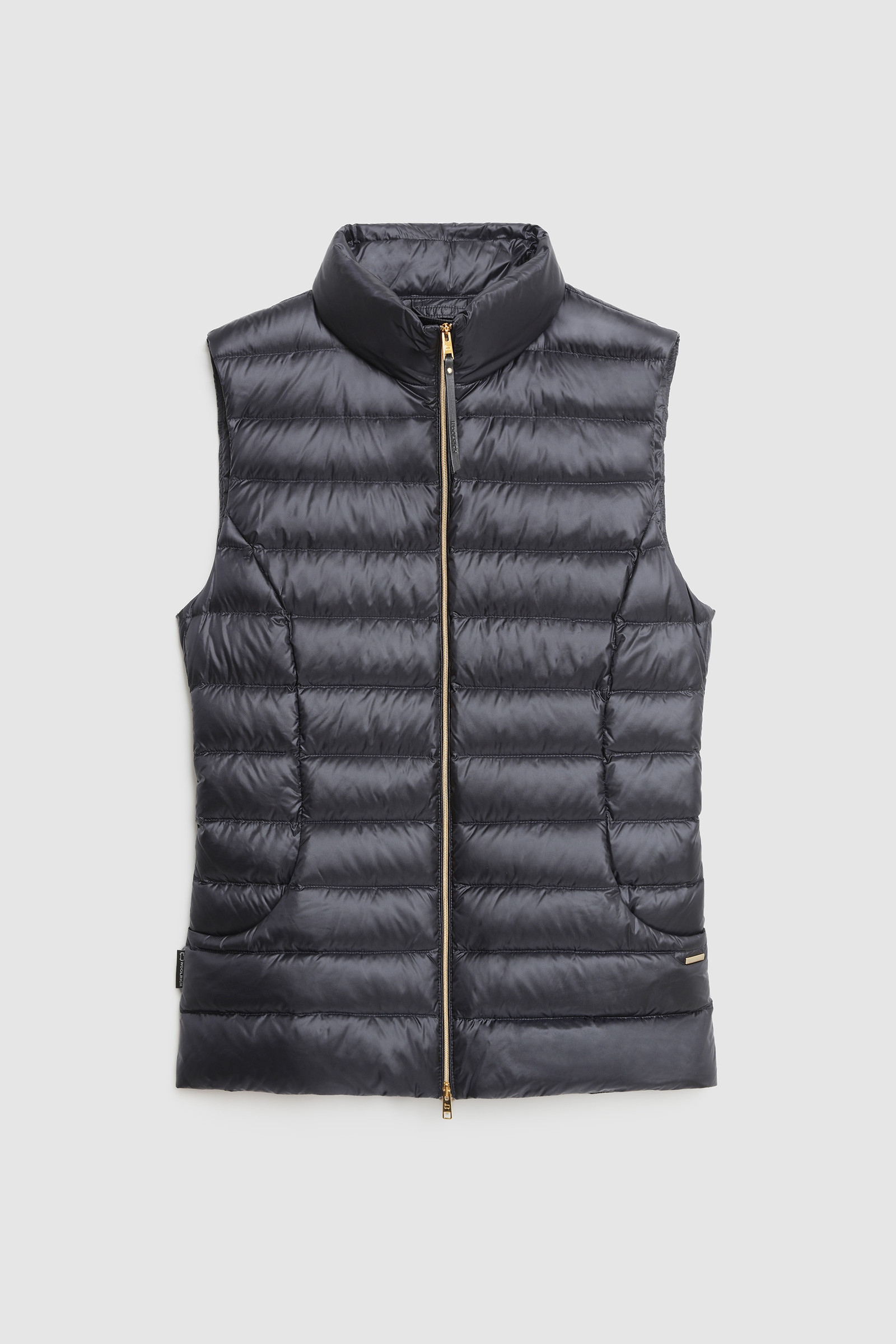 Doorgestikte Abbie bodywarmer van glanzend nylon