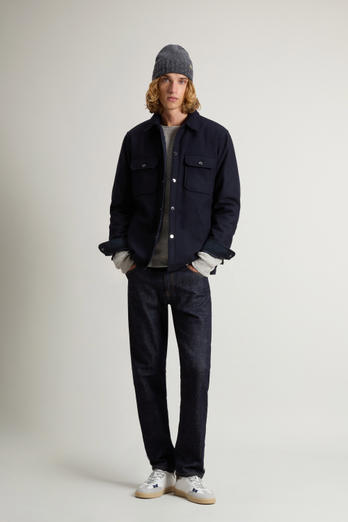Alaskan-overhemdjack van gerecyclede Italiaanse Melton-wolmix Blauw photo 1 | Woolrich