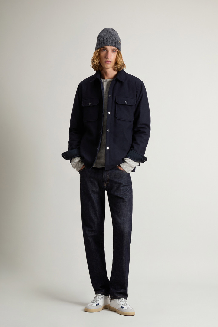 Giacca a camicia Alaskan in misto lana italiana Melton riciclata Blu photo 2 | Woolrich