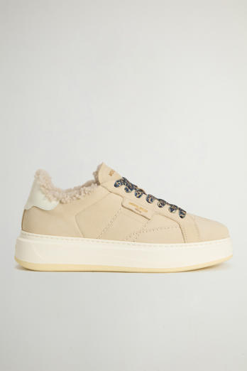 Arrow Sneakers in Leather with Shearling Lining Beige | Woolrich