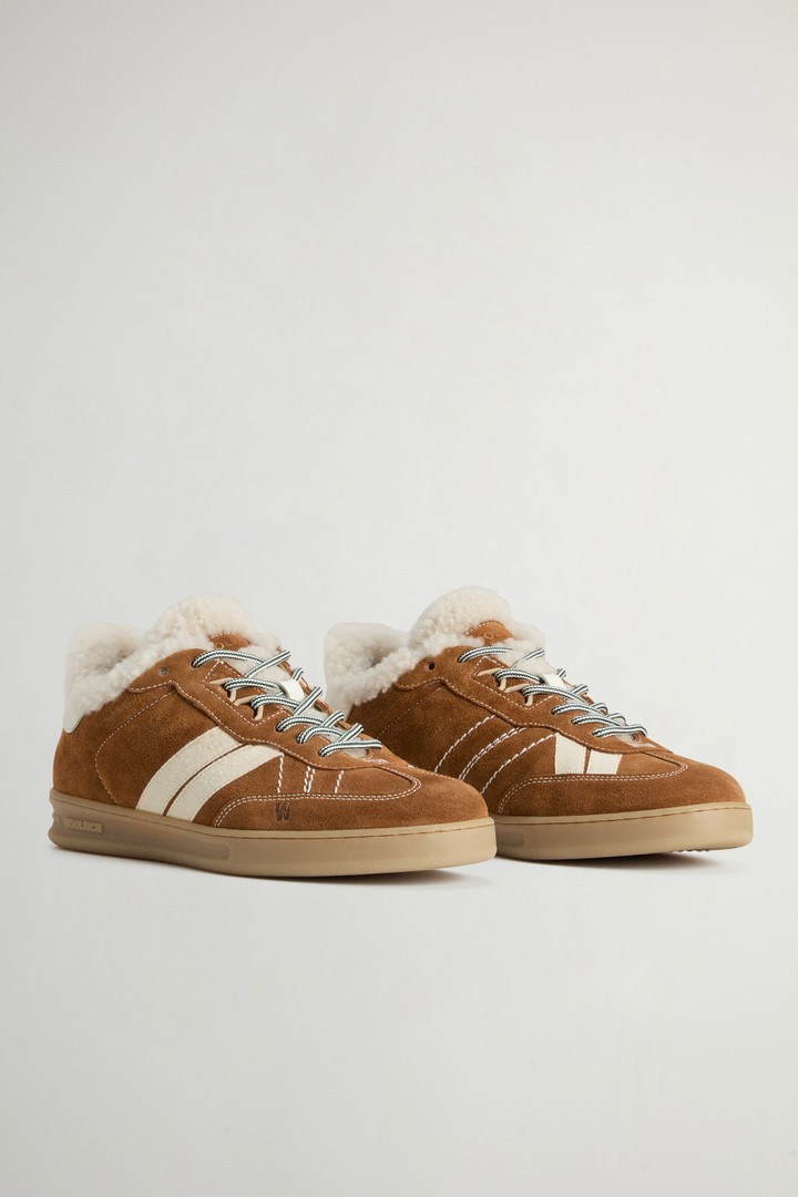 Sneakers Doubleu Tennis in camoscio con fodera in montone Beige photo 2 | Woolrich