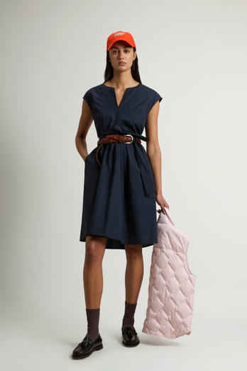 Robe ceinturée en popeline de pur coton Bleu photo 1 | Woolrich