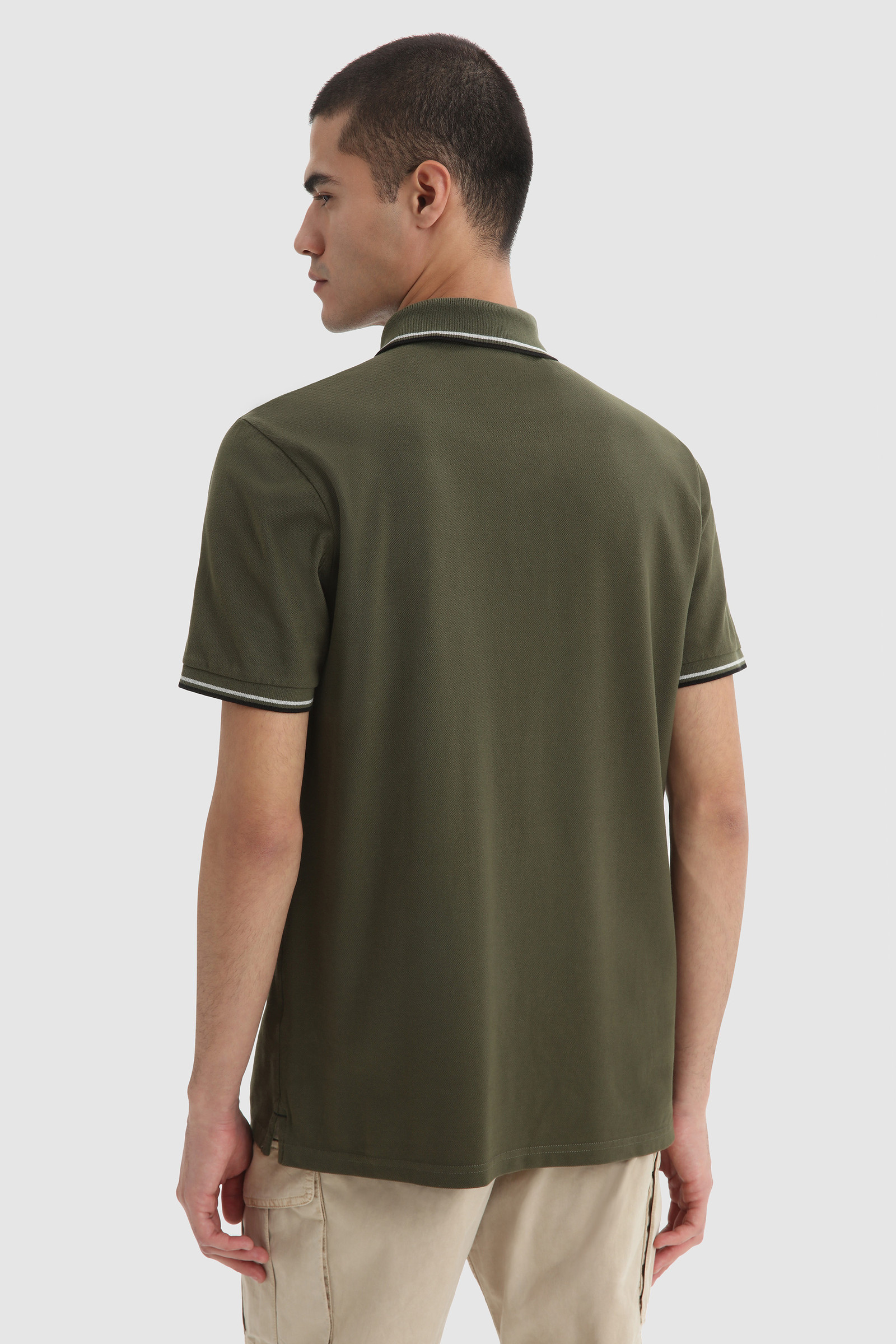 Polo Monterey en piqué de coton extensible vert photo 3 | Woolrich