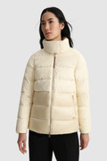 Luxury Short Down Jacket with Horizontal Quilting