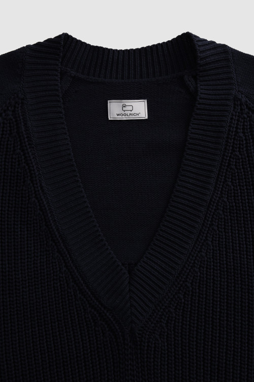 Pullover mit V-Ausschnitt aus weicher Baumwolle Blau photo 2 | Woolrich