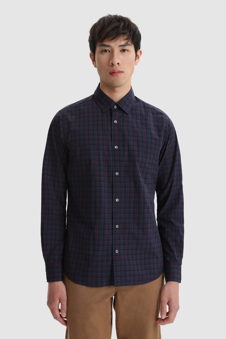 Chemise en popeline de coton en fil teinté