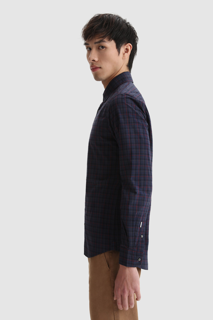 Chemise en popeline de coton en fil teinté