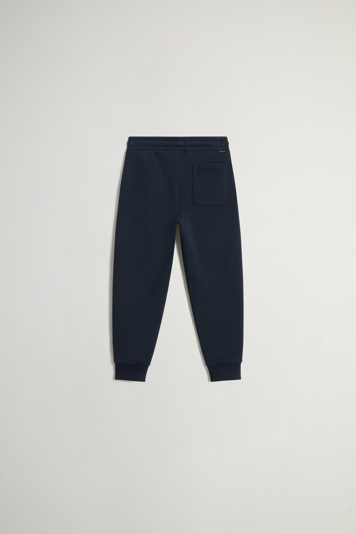 Boys' Pants in Pure Cotton Fleece with Pockets Blue photo 2 | Woolrich