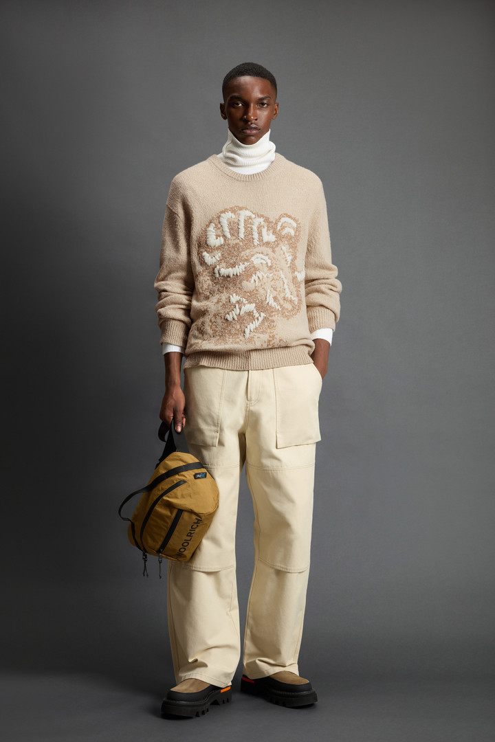 Pullover mit Rundhalsausschnitt aus Wollmischung mit Jacquardmuster by Todd Snyder Beige photo 3 | Woolrich