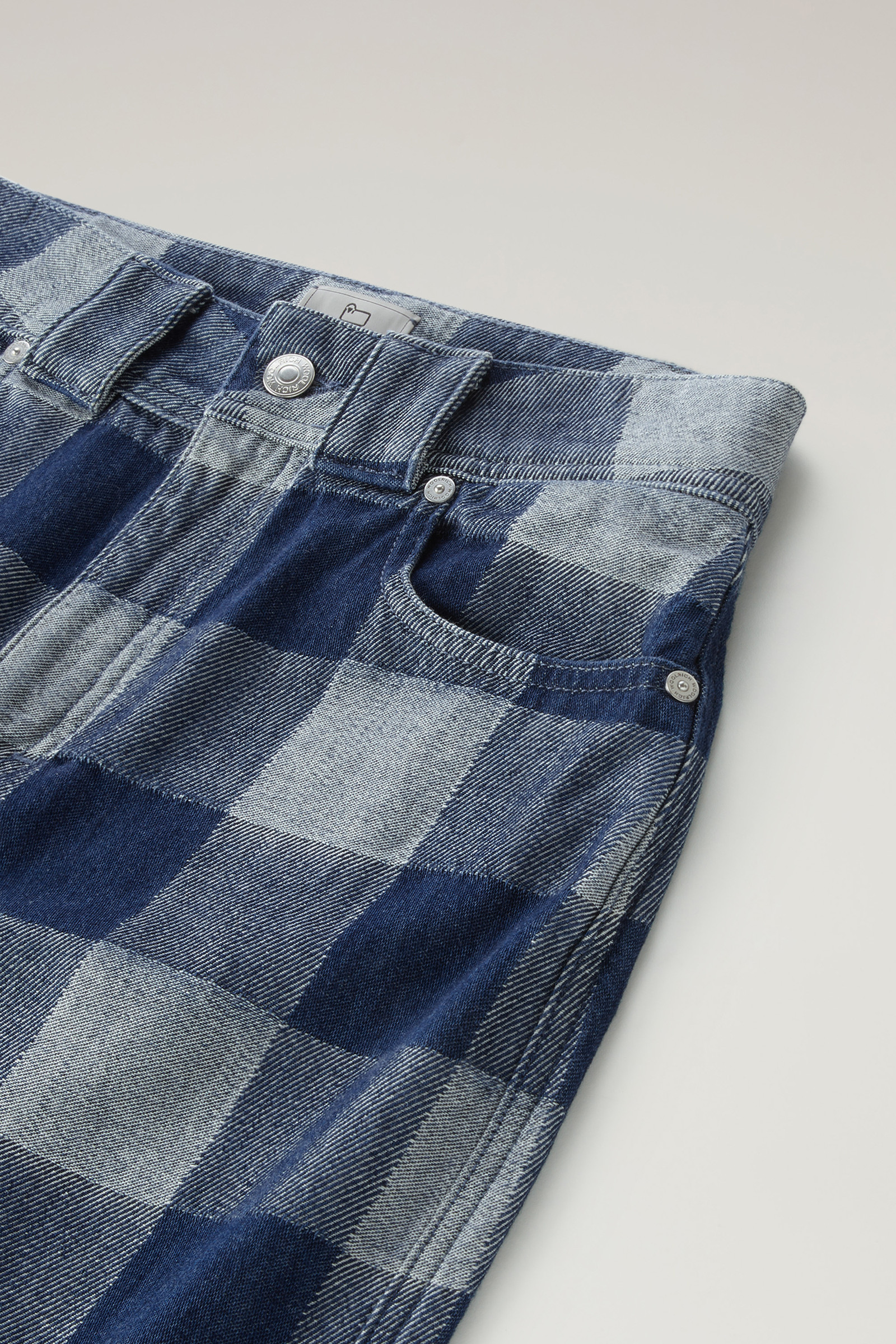 Minigonna a quadri in denim di puro cotone blu photo 7 | Woolrich