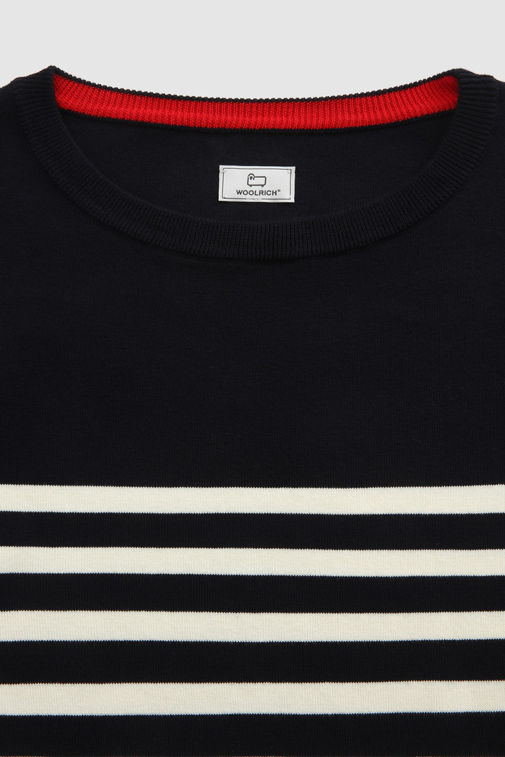 Jersey de cuello redondo de algodón con cuello de canalé azul photo 5 | Woolrich