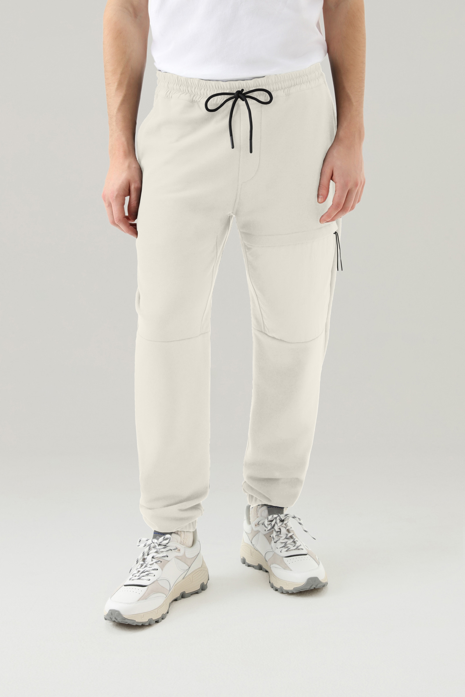 Jogger Pants in Cotton Fleece and Taslan Nylon White | Woolrich FI