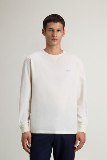 T-shirt manches longues en pur coton Blanc | Woolrich