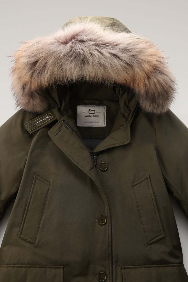 Arctic Parka in Ramar Cloth with Four Pockets and Detachable Fur Green photo 2 | Woolrich