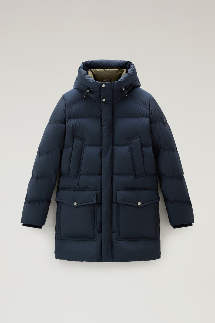 Premium Padded Parka in Stretch Nylon - Men - Blue