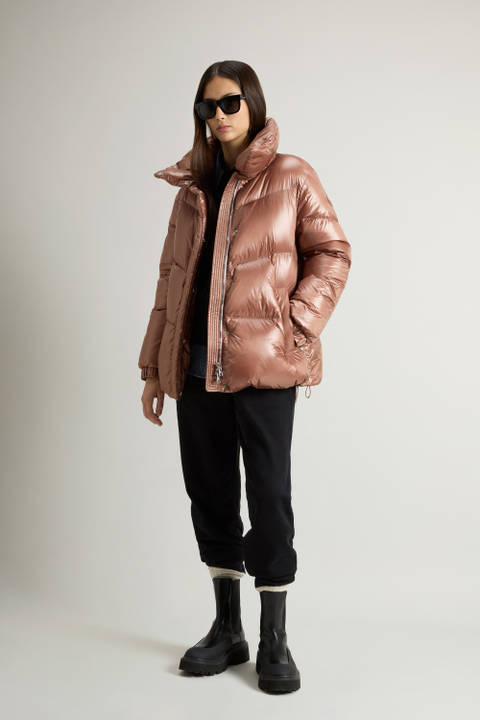 Aliquippa Down Jacket in Glossy Nylon Brown | Woolrich