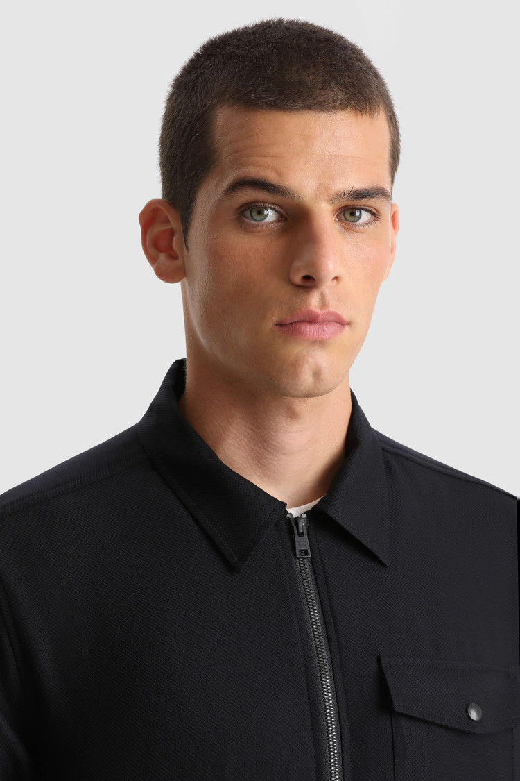Merino cool wool textured Overshirt