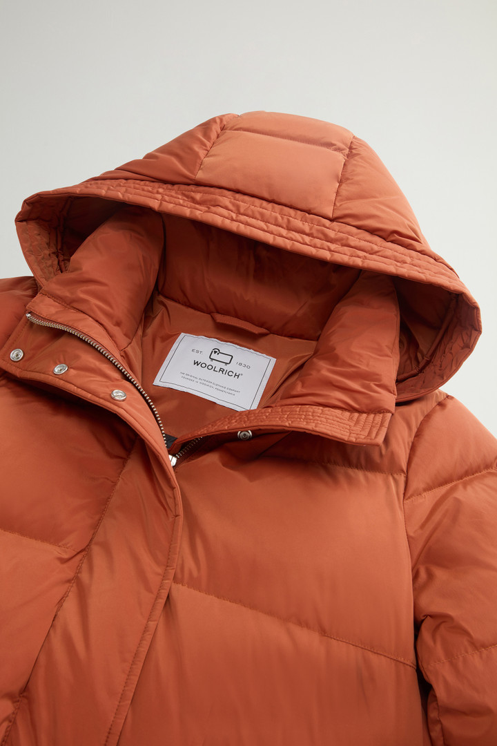 Hooded Alsea Down Jacket in Stretch Nylon Brown photo 6 | Woolrich