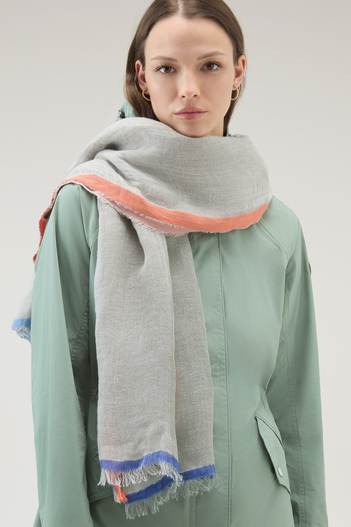 Schal aus Leinen-Baumwoll-Materialmix mit Farbblock-Muster Beige photo 4 | Woolrich