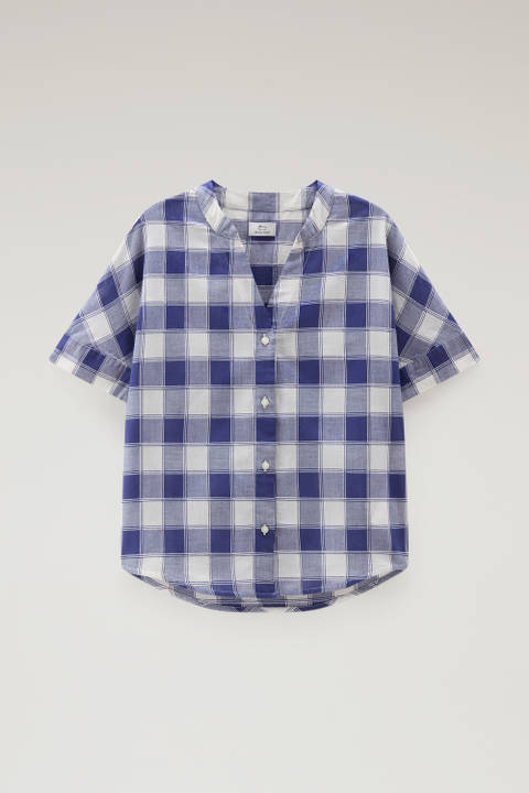 Karoshirt aus reinem Baumwoll-Voile Blau photo 2 | Woolrich