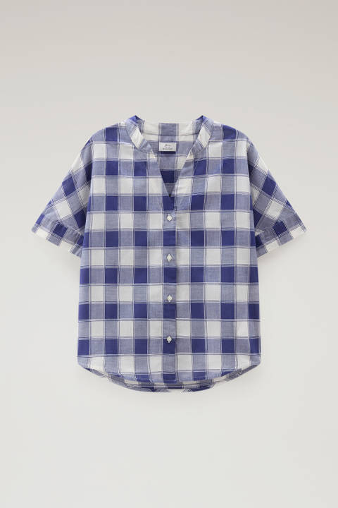 Chemise à carreaux en voile de pur coton Bleu photo 2 | Woolrich