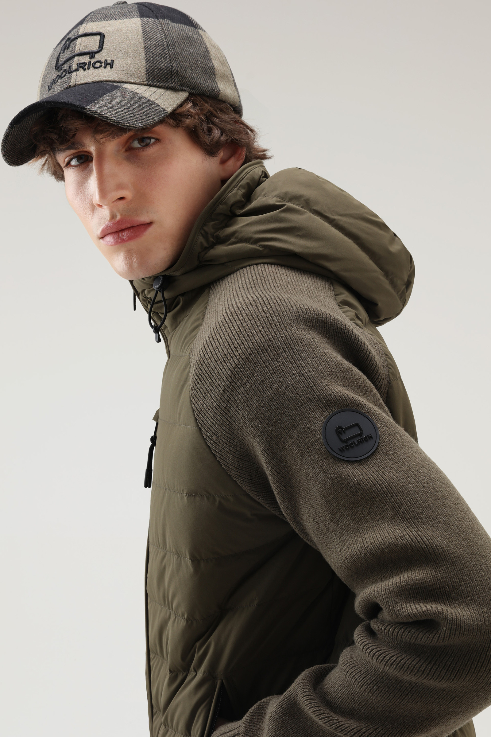Stretch Nylon Sundance Hooded Hybrid Jacket Green photo 3 | Woolrich