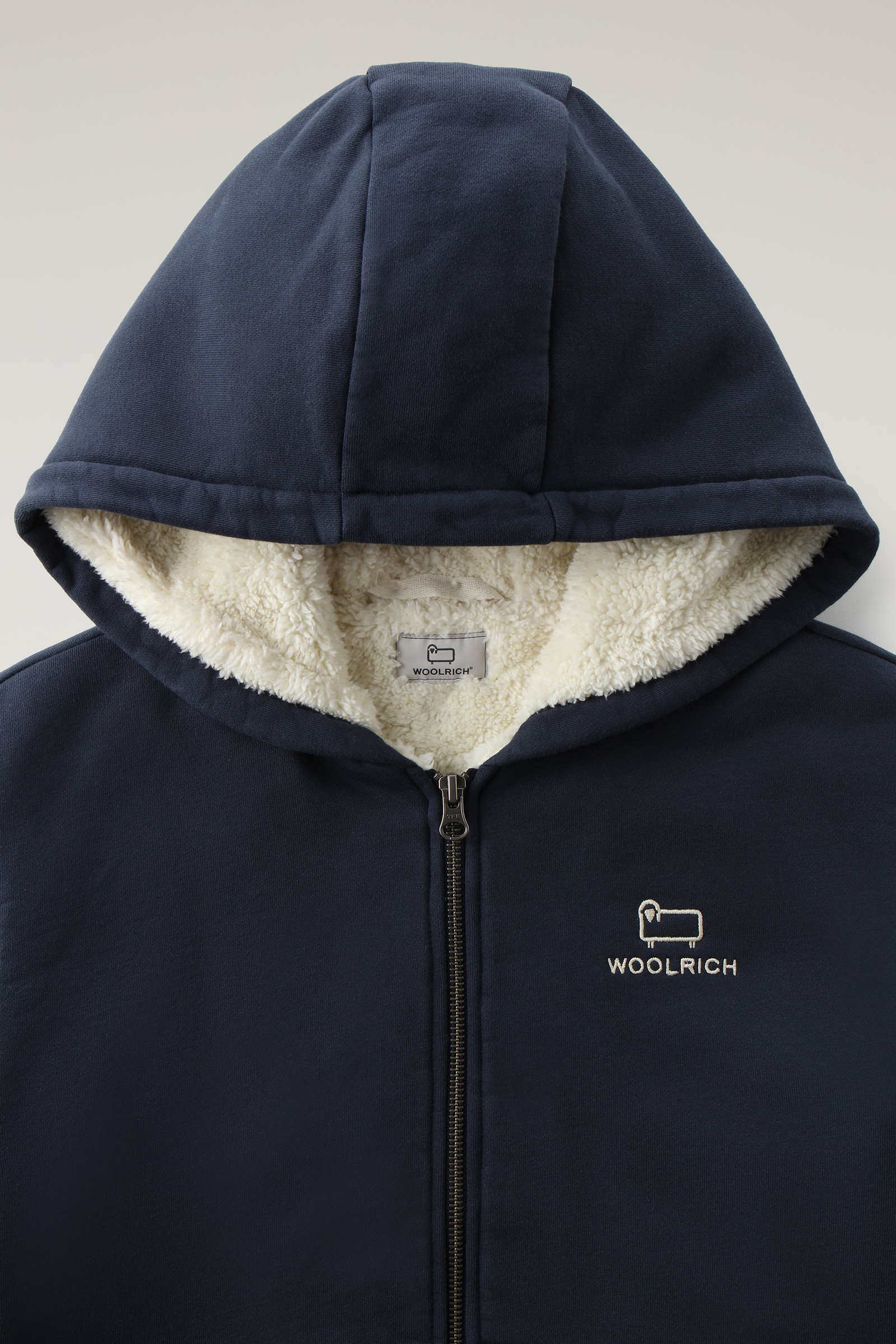 Kinder-Kapuzenpullover aus Baumwollfleece mit Sherpa-Futter blau photo 3 | Woolrich
