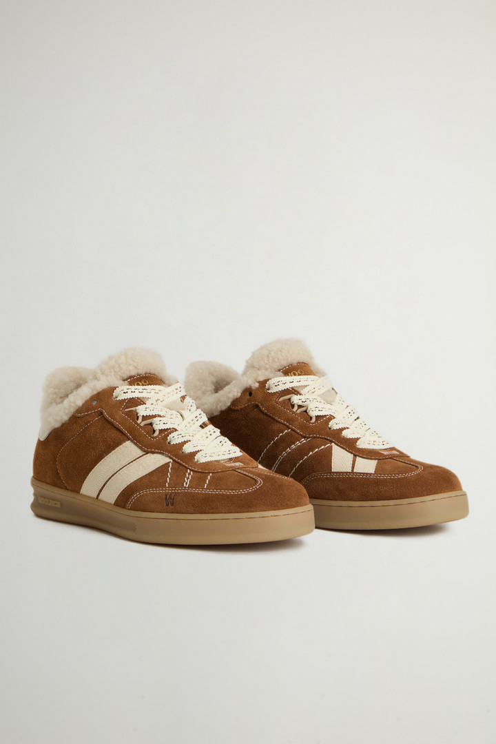 Doubleu Tennis Sneakers in Suede with Shearling Lining Beige photo 2 | Woolrich
