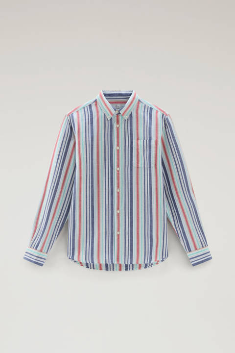 Striped Shirt in Cotton-Linen Blend Red photo 2 | Woolrich