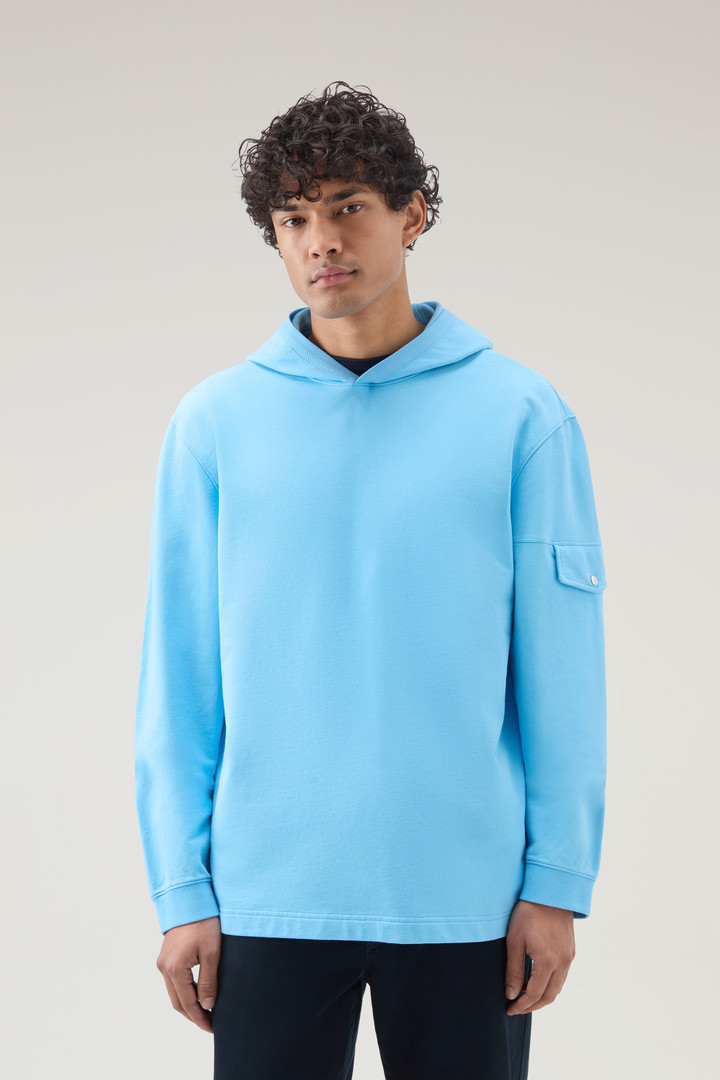 Sweat-shirt à capuche en pur coton avec poche Bleu photo 1 | Woolrich