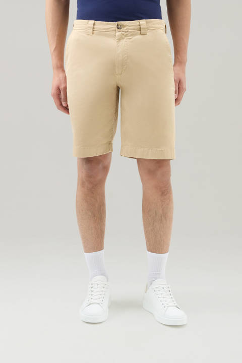 Garment-Dyed Chino Shorts in Stretch Cotton Beige | Woolrich